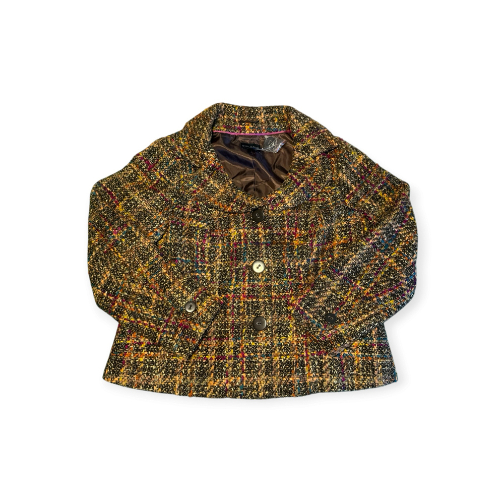 Dialogue Multicolor Tweed Button Front Blazer Jacket Size 18W